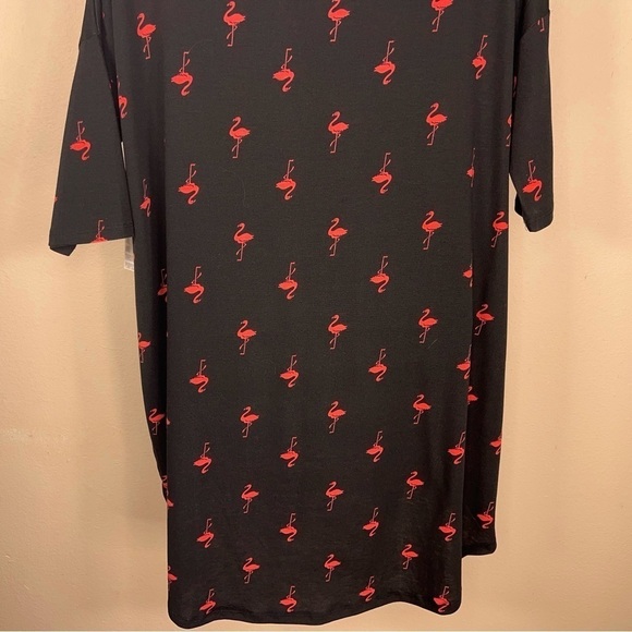 NEW XS LULAROE BLACK PINK FLAMINGO TEE IRMA STYLE OVERSIZED  FLORIDA  TUNIC - Picture 8 of 13
